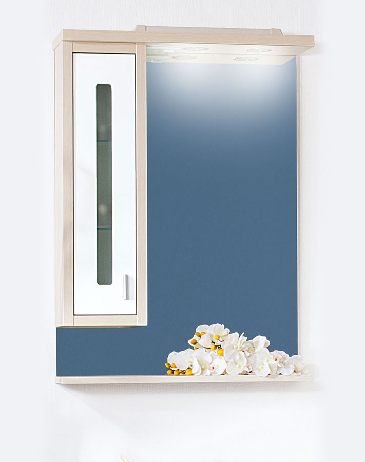 Зеркало-шкаф Бриклаер Бали 62 светлая лиственница левый
