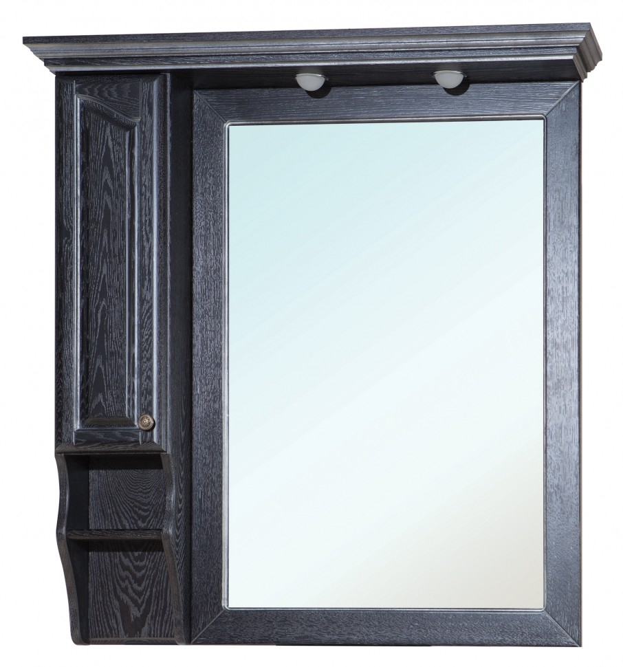 Зеркало-шкаф Bellezza Рим 110 черный патина серебро, левый