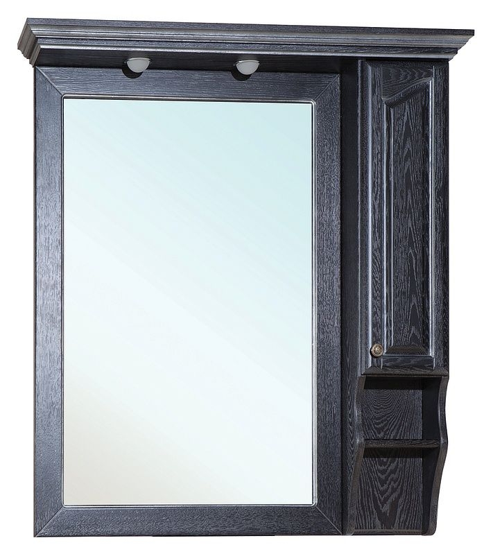 Зеркало-шкаф Bellezza Рим 110 черный патина серебро, правый