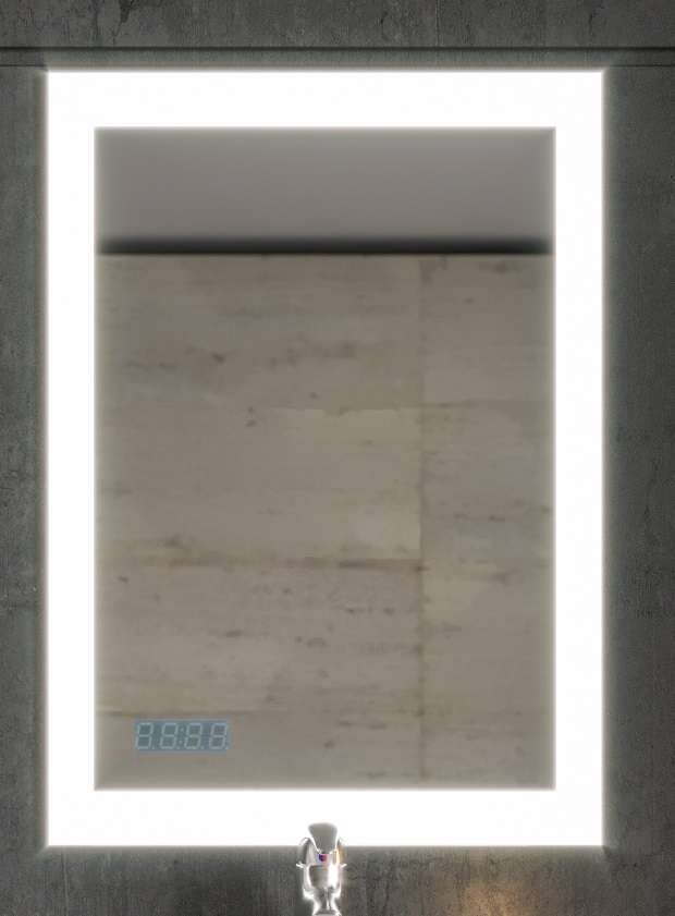 Зеркало Бриклаер Вега 55 c Led подсветкой, инфракрасный выключатель, часы