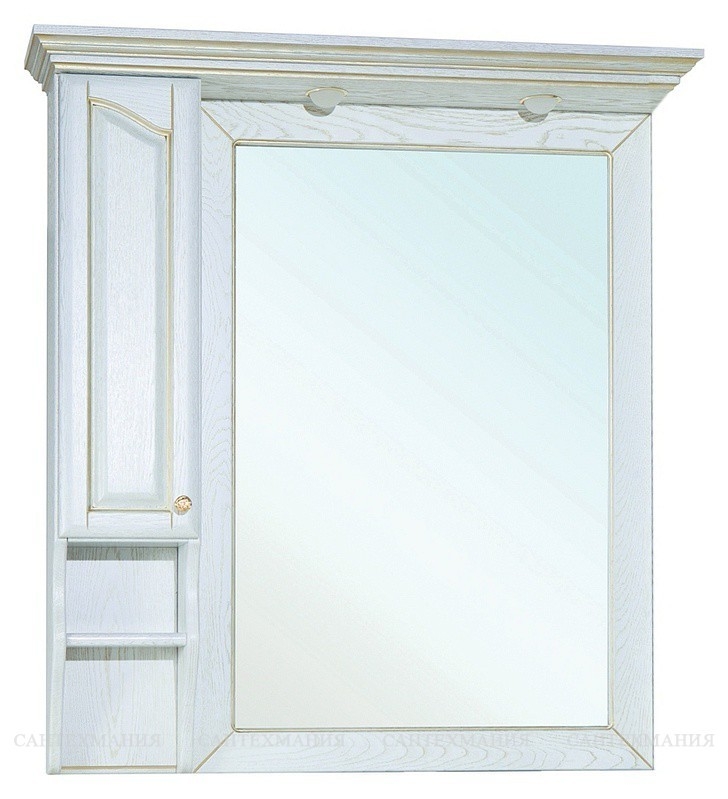 Зеркало-шкаф Bellezza Рим 100 белый патина золото, левый