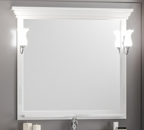 Зеркало Opadiris Риспекто 105 белое матовое, со светильниками