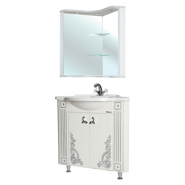 Зеркало Bellezza Венеция 62 угловая Люкс белая патина серебро
